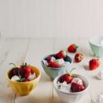 Strawberry eton mess in small bowls
