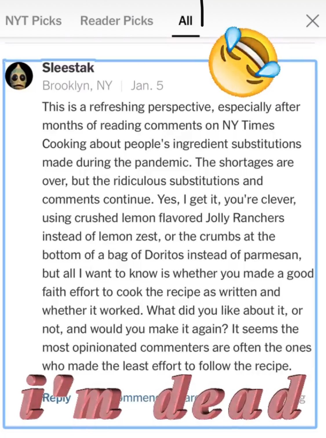 NYtimes comment screenshot