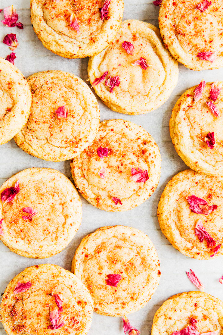 strawberry rose snickerdoodles close up