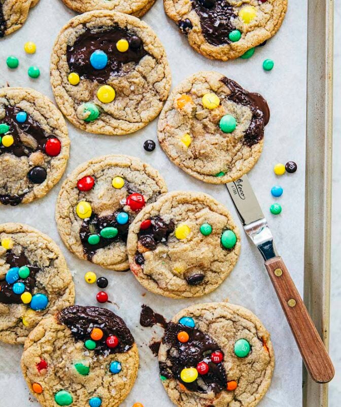 Small-batch M&M Cookies (No Chill) - Baking Mischief
