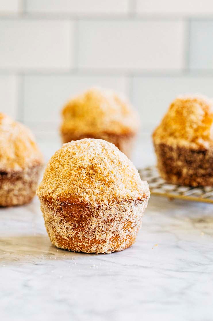 close up of maple brown sugar donut muffin