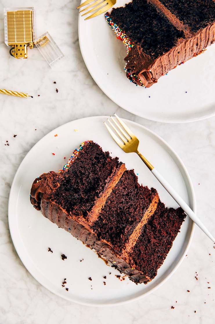 chocolate birthday cake slices