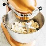 photo of clumping stage in stand mixer pie dough recipe