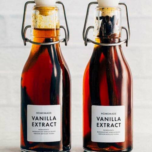 photo of two bottles of homemade vanilla extract