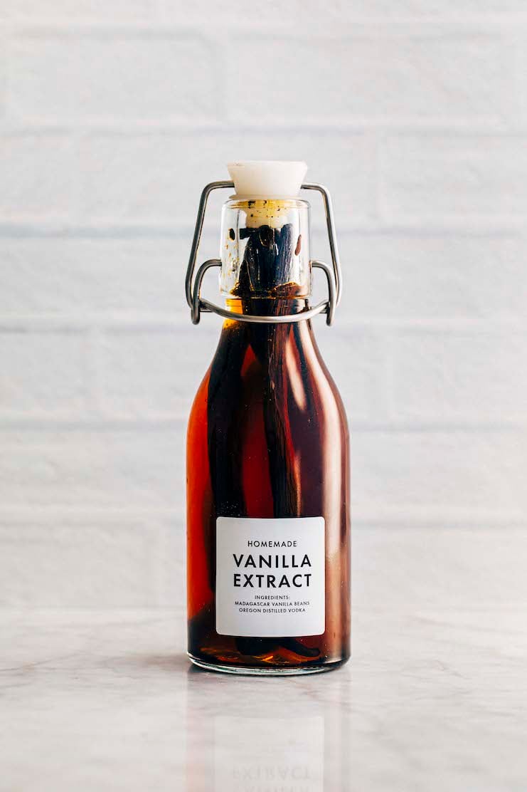 photo of single bottle of homemade vanilla extract