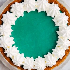 close up photo of homemade Mountain Dew Baja Blast pie