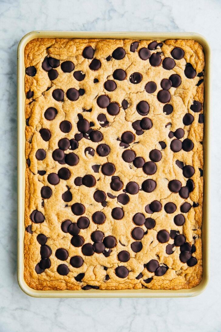 photo of the baked cookie cake before it's been decorated