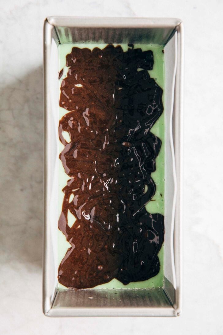 Photo of fourth chocolate layer in the chocolate pistachio loaf