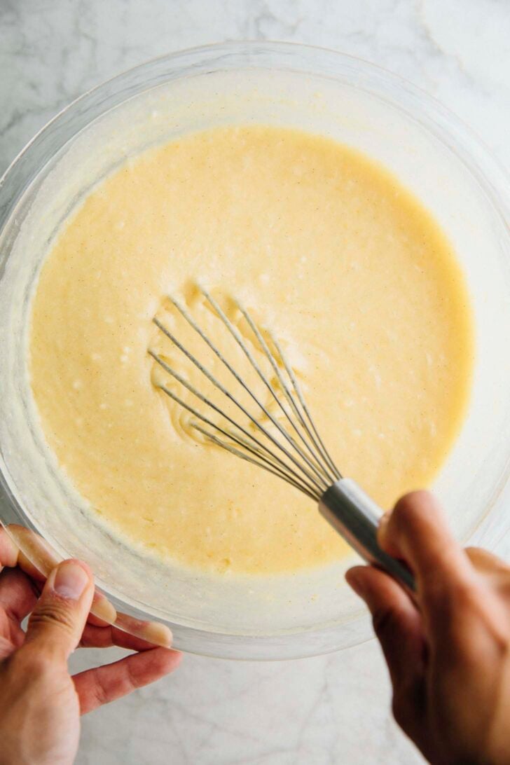 photo of passion fruit mochi cake batter