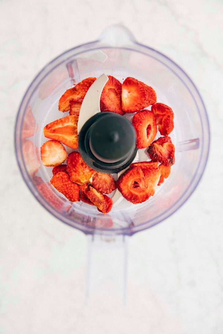 photo showing the freeze-dried strawberries before pulverizing