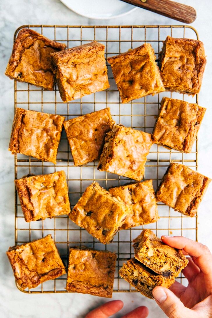 photo of food for the gods bars on a gold wire rack