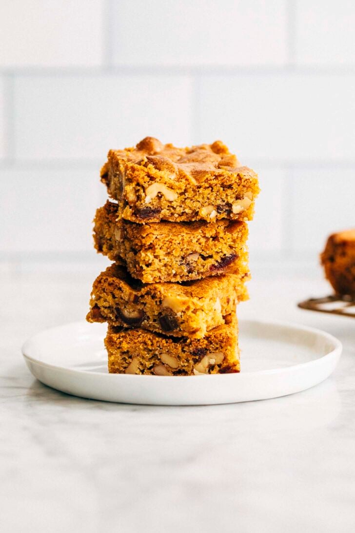 photo of food for the gods bars stacked on a small white plate